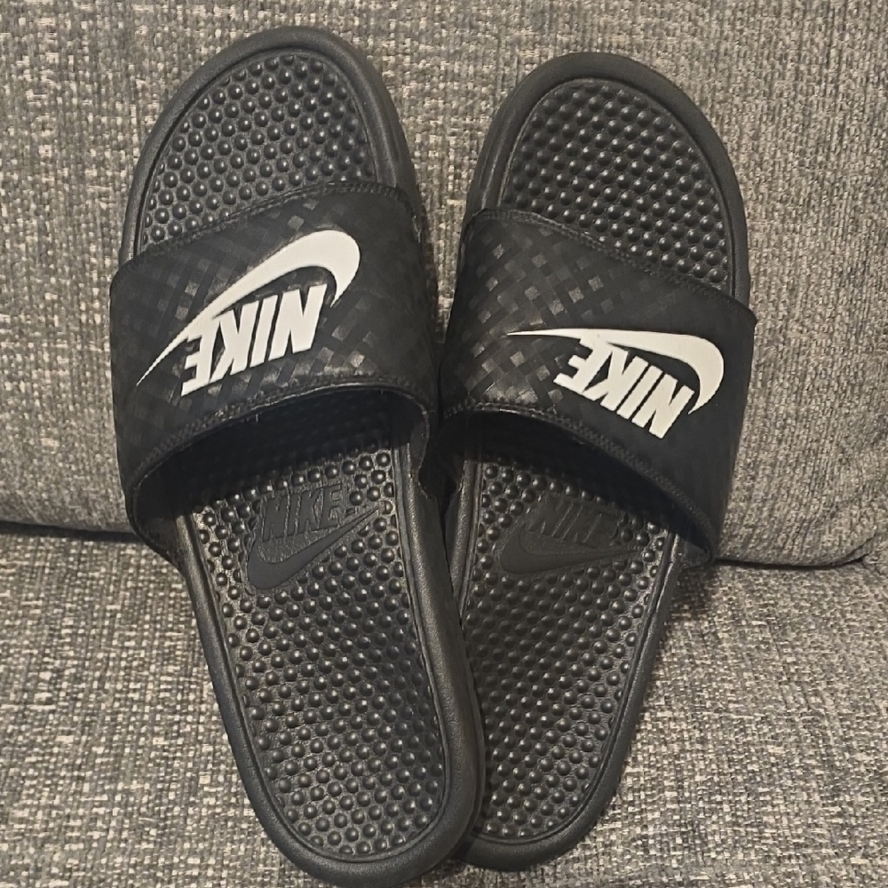 Nike Black and White Slide Sandals